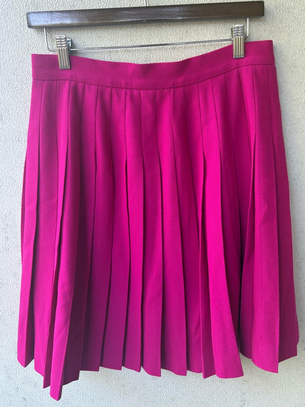 Valerie Stevens 100% Wool Pleated Skirt 12P Fuchsia Pink Preppy